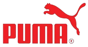 A red and black logo for puma